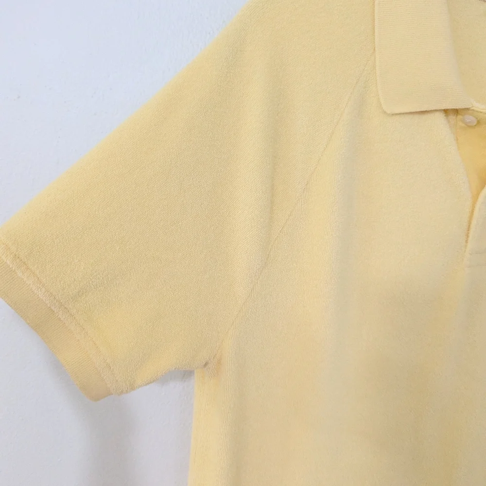 J. Crew Terry Cloth Polo Shirt Short Sleeve Collared French Terry Yellow Small S